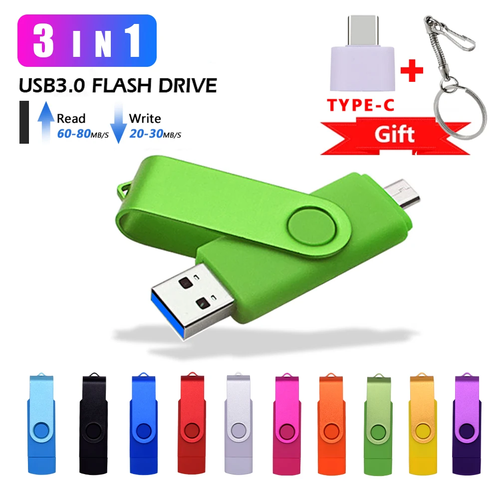 

Флеш-накопитель USB 3,0, металлический, высокоскоростной, 16 ГБ, 32 ГБ, 64 ГБ, 2 в 1, Micro USB 3,0