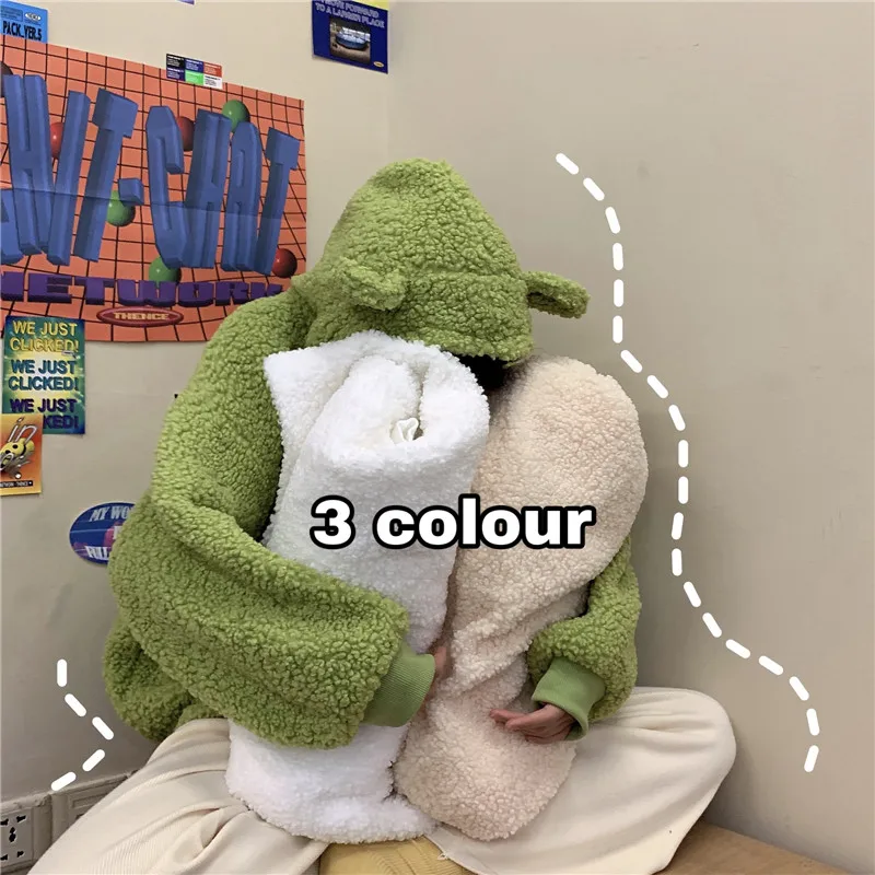 

Hoodies Women Plush Coat Autumn Winter Solid Faux Lamb Fur Sweatshirts Long Sleeve Hoodies Solid Pullovers Warm Tops 2020