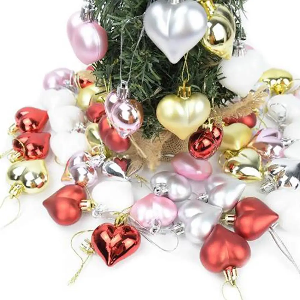 

4.5CM Baubles Heart Hanging Decorations Christmas Decorations Cute Electroplating Love Balls for Holiday Party Valentine's Day