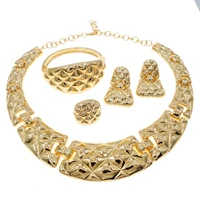 best selling latest design brazilian gold ladies necklace jewelry set brazil luxury banquet jewelry set h0014