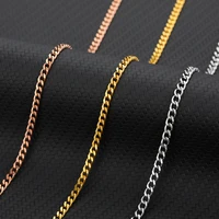 4mm stainless steel cuban chain necklace for men women basic punk cuban link chain chokers vintage rose gold color curb chain