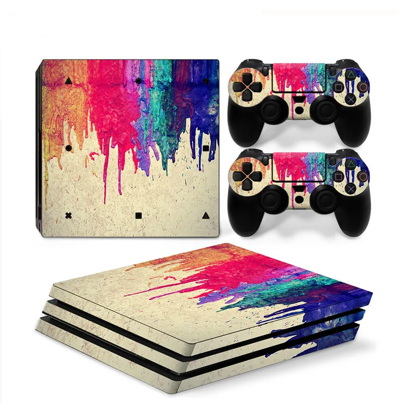 Разноцветная Виниловая наклейка для консоли PS4 Pro + на 2 контроллера PCV игровых