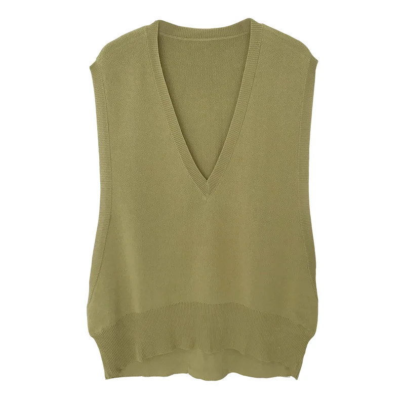 

V Neck Knitted Sweater Vest Women Fashion Vests Knit Fall Outfits Sleeveless Sweaters