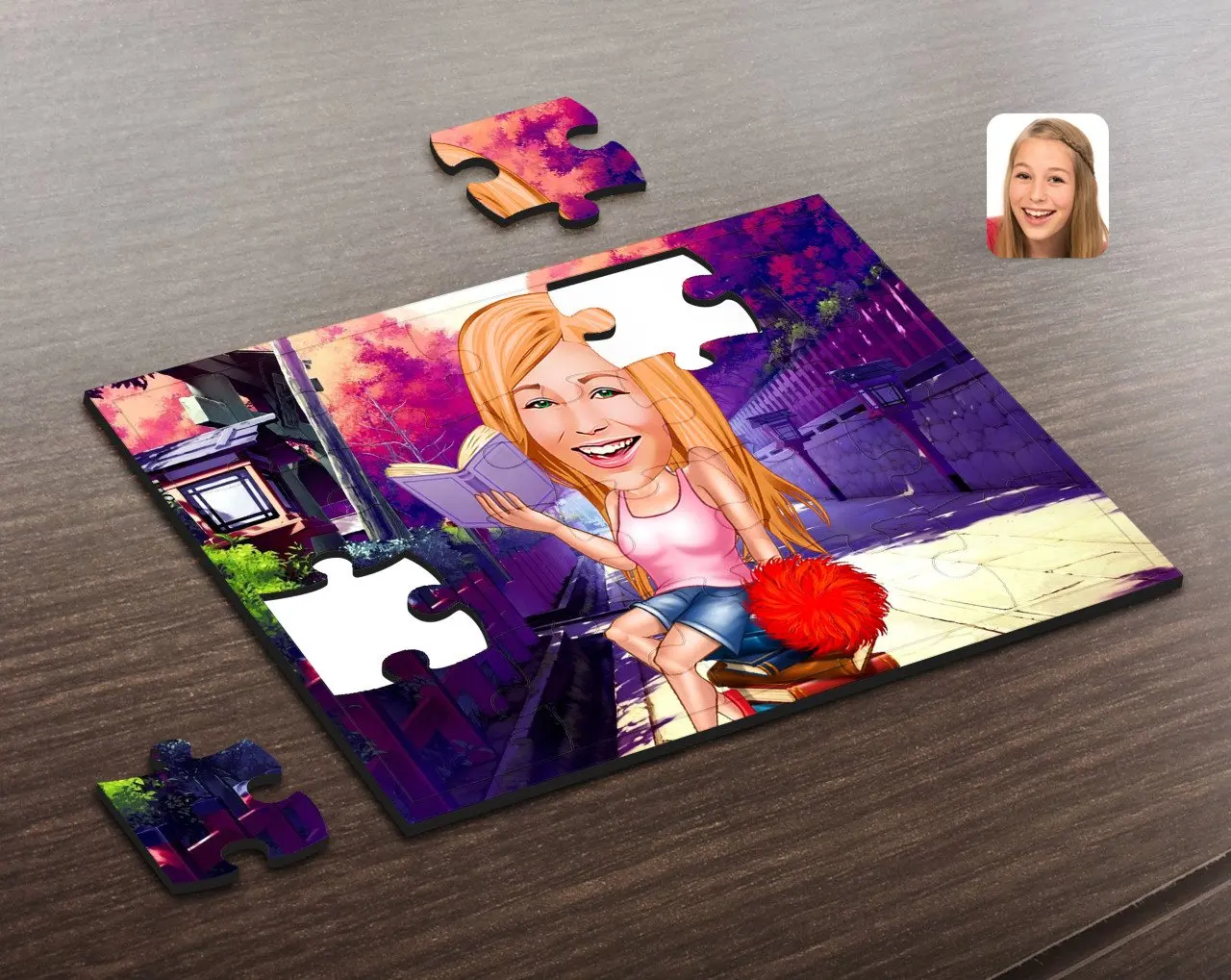 

Personalized Women 'S Student Caricature Of Wooden Puzzle-1