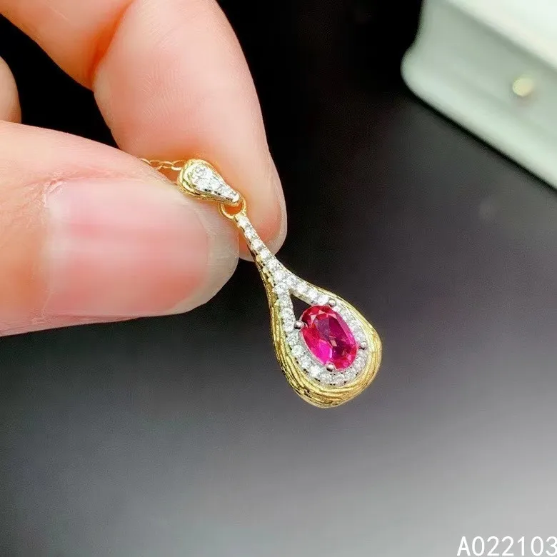 

KJJEAXCMY fine jewelry 925 Sterling Silver inlaid natural pink topaz Chinese style fashion luxury drop girl jewel pendant sup
