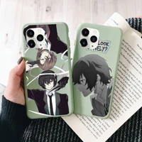 anime bungou stray dogs phone case green candy color for iphone 11 12 mini pro xs max 8 7 6 6s plus x se 2020 xr