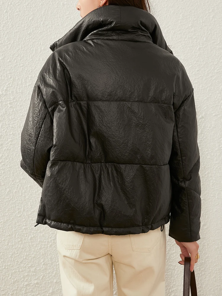 

Winter 2020 new leather down jacket, sheepskin short style, loose lapel, fashionable leather jacket jacket, young style