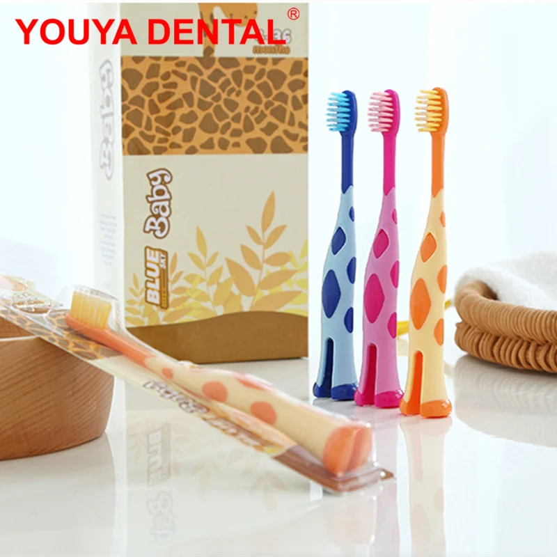 12pc/box Cartoon Soft Bristle Toothbrush For Children Kids Toothbrushes Cute Giraffe Shaped Dental Oral Hygiene Care Tooth Brush