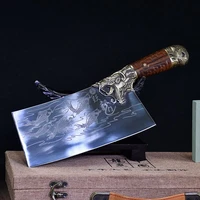 longquan ghost hand for bright surface fish jump longmen carving knife cutting dual purpose hand forging sharp kitchen knife
