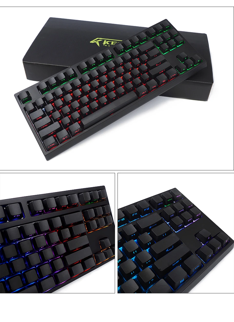 Keycool 87RGB механическая клавиатура PBT боковой люминесцентный ключ шляпа Gateron переключатель настольная игровая клавиатура
