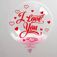 red i love you stickers with 1824 inch no wrinkle transparent pvc bubble balloon set wedding valentines day helium globo decor