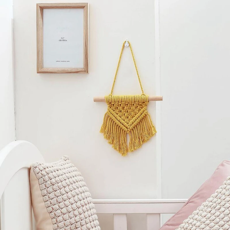 

2 Pcs Macrame Tapestry Handmade Bohemian Tapestry Cotton Rope Home Living Room Decor Wall Accessories Macrame Tapestry