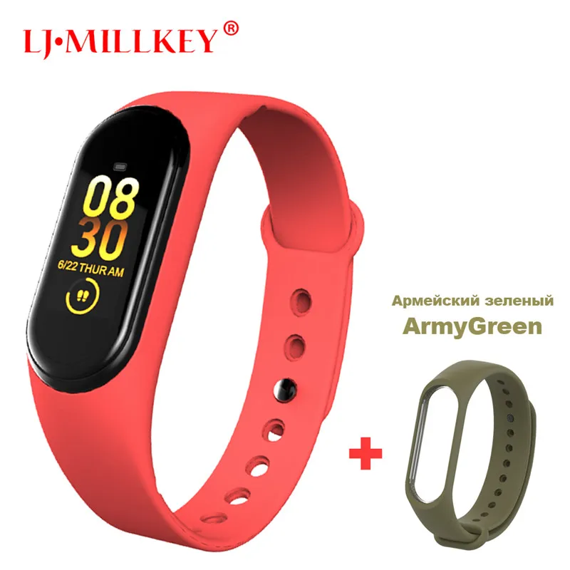 M4Red-ArmyGreen Умный Браслет Интеллектуальный трекер активности M4 умный Браслет Смарт-браслет 4 пульсометр фитнес-трекер умные часы для мужчин и женщин - Цвет: M4Red-ArmyGreen