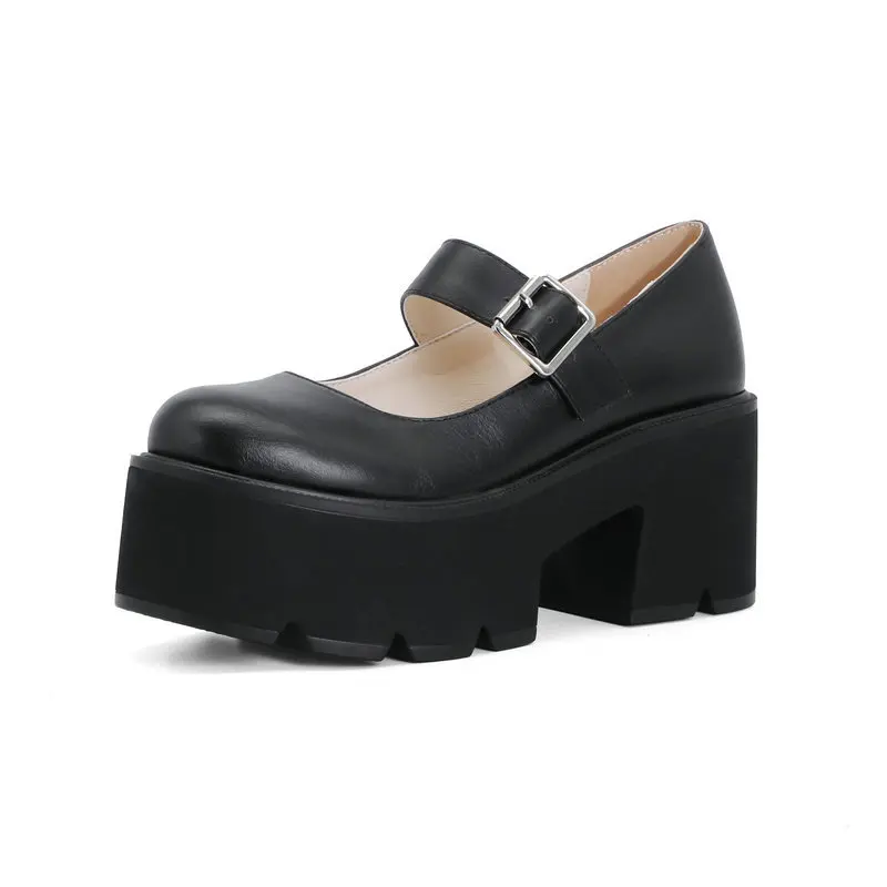 

IPPEUM Lolita Shoes Mary Janes Shoes Women 2021 Spring Fall Chunky Block Platform High Heels Gothic Punk Pumps Designer Shoes