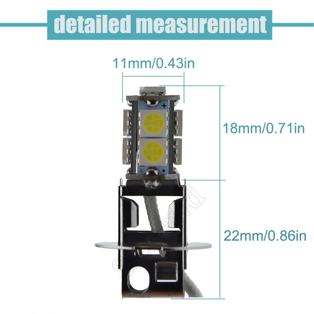 1/2 Pcs H3 LED Bulb 5050 9SMD White 6000K For Car Auto Fog
