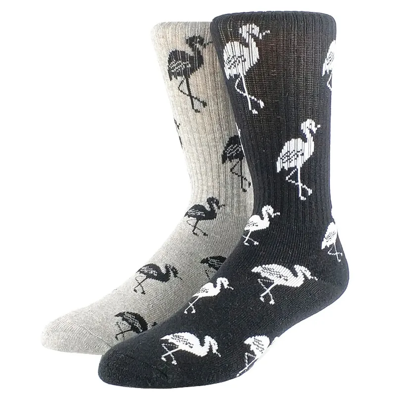 2 пары толстых мужских длинных носков с фламинго|skate socks|socks usausa socks |