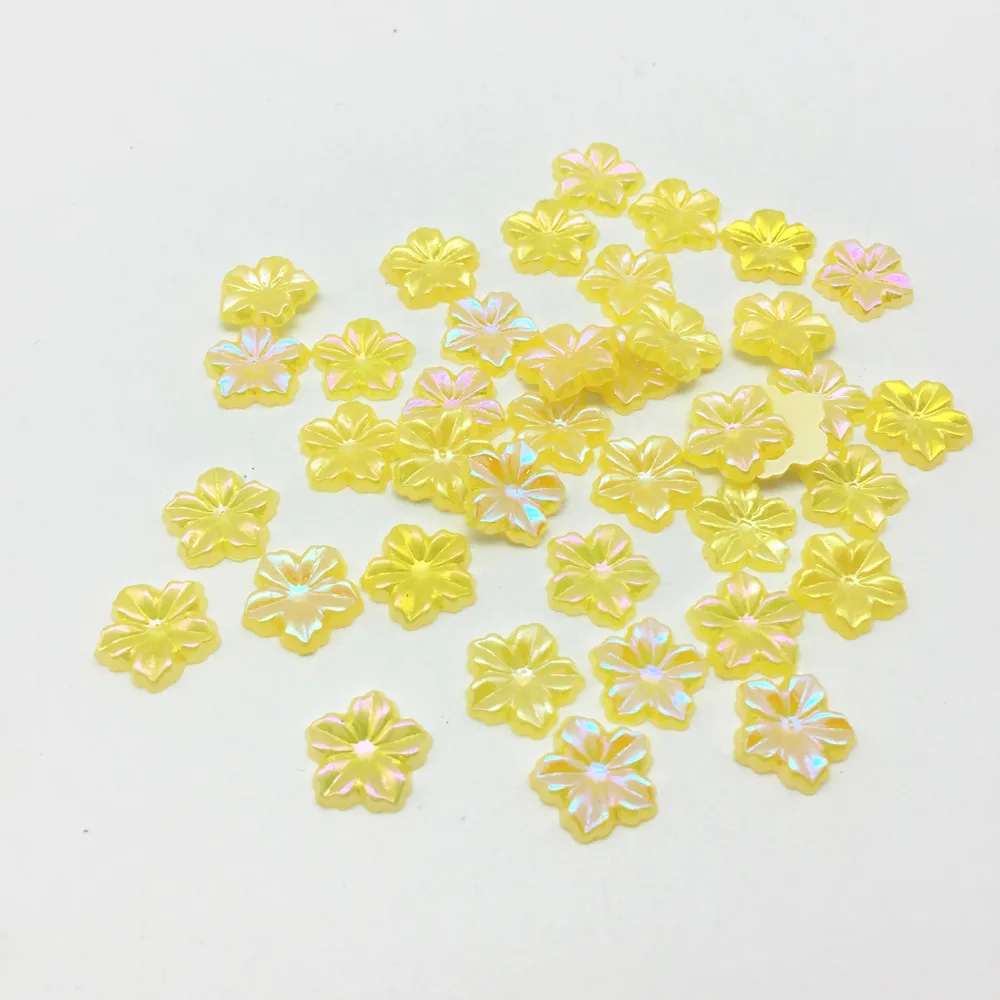 100 шт. 13 мм полимерные цветы пиона белого/золотого цвета AB с плоским основанием