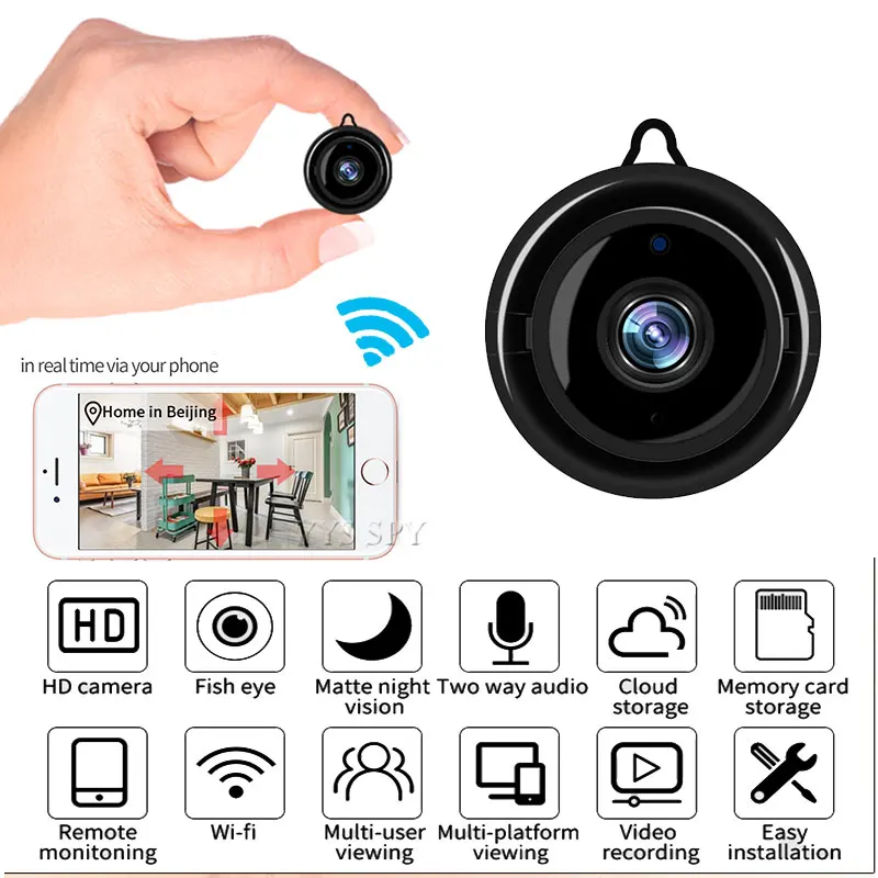 Мини Wifi камера Smart Auto IR-Cut ночное видение HD видео датчик движения секретная микро камера IP P2P безопасность домашняя веб-камера наблюдения