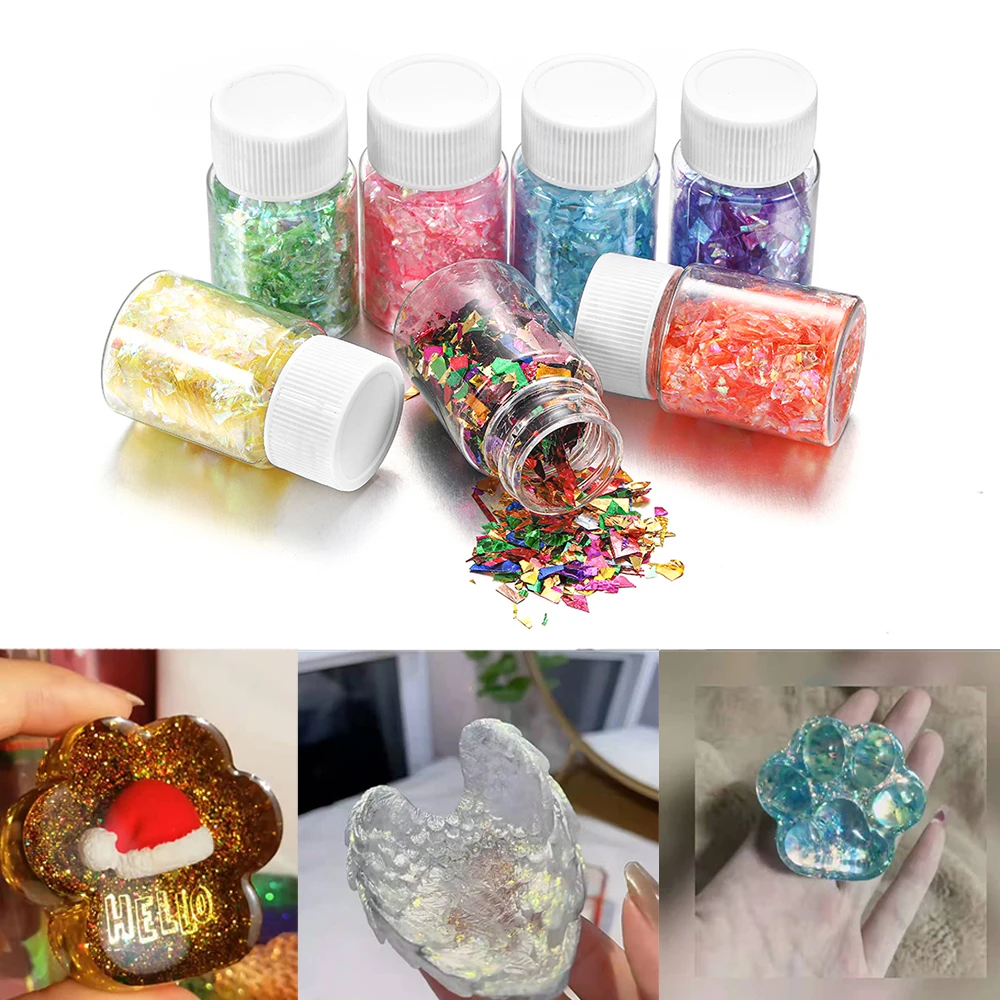 

15ml Colorful Transparent Sugar Broken Pieces Flashing Debris Material Epoxy Resin Molds Filling for DIY Jewelry Making Supplie