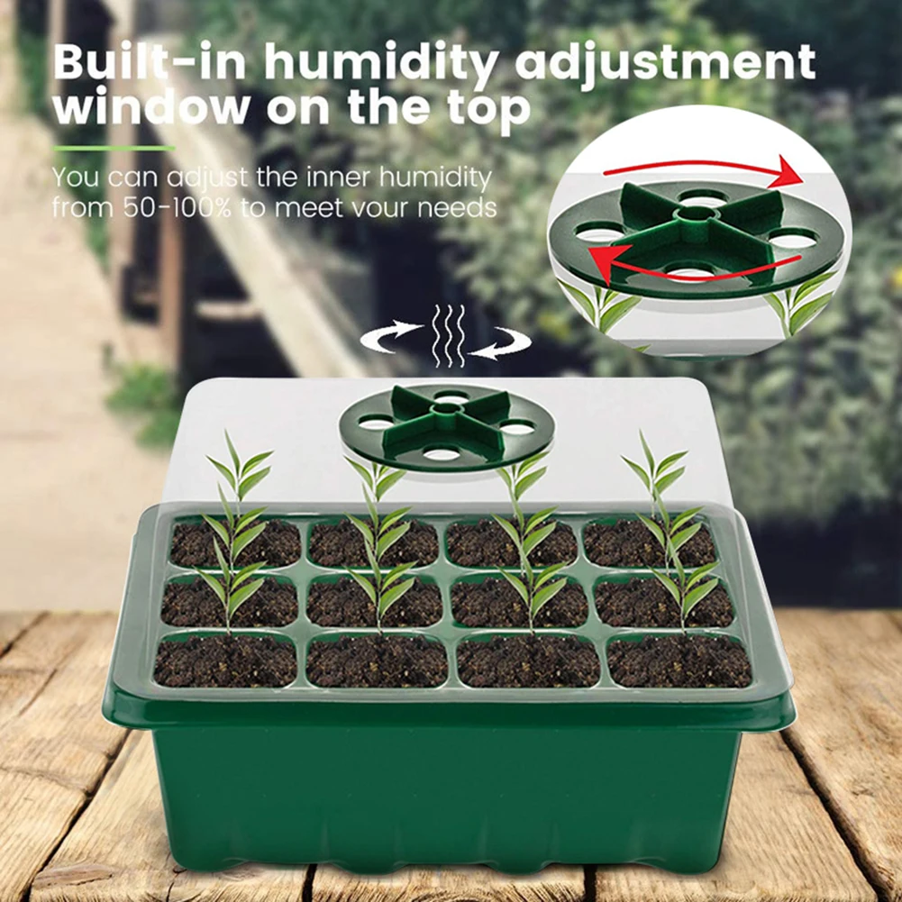 

12 Hole Plastic Nursery Pots Planting Seed Tray Kit Cells Seed Tray Grow Box Seedling Starter Germination Kit Garden Grow Box