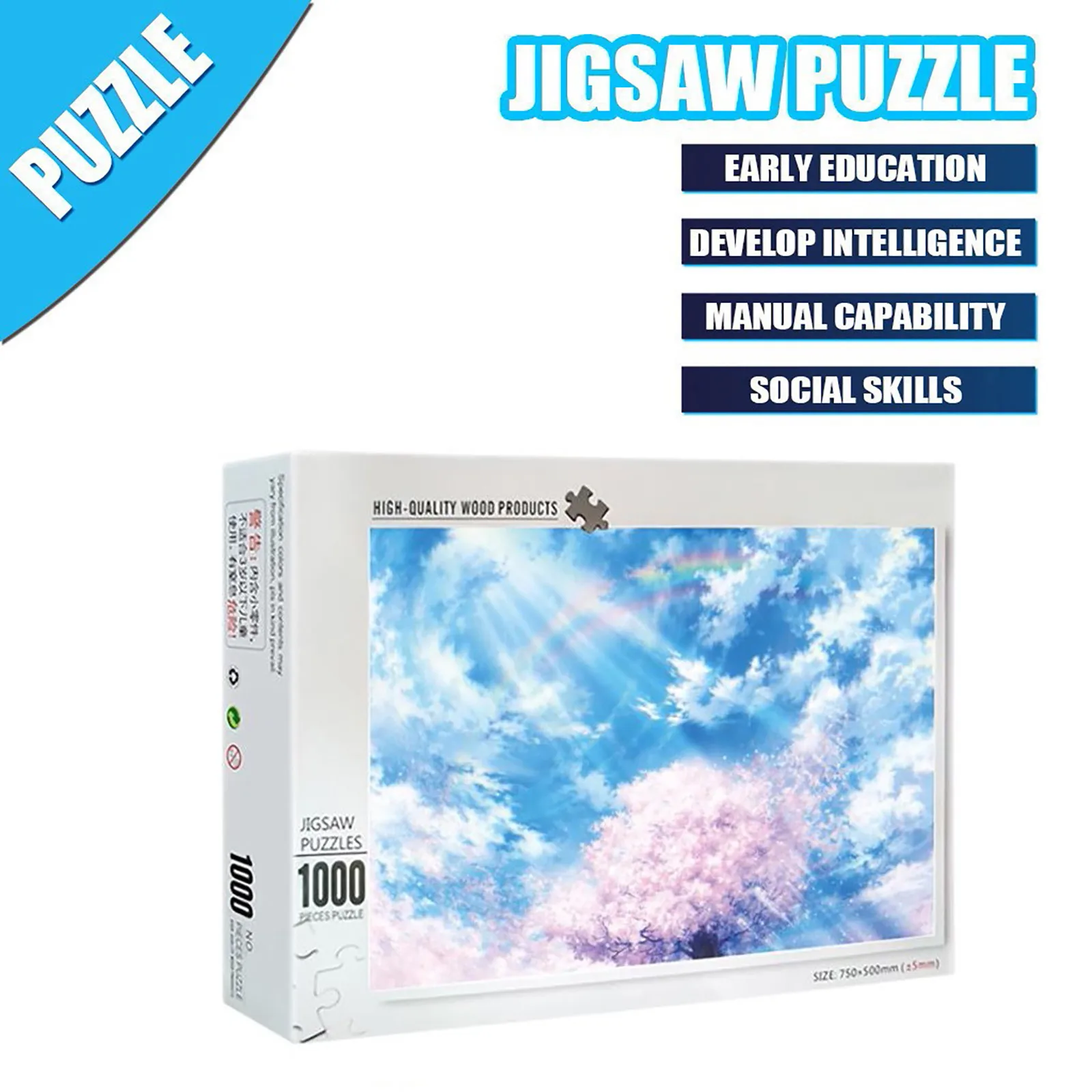 

1000 Piece Cherry blossom rainbow Theme Adult Children Puzzle best Holiday Gift Toy for kid Christmas Pattern Jigsaw Puzzle