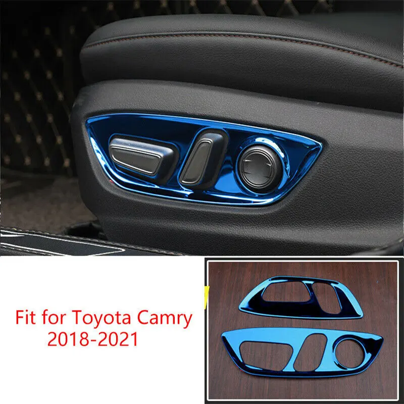 

Стайлинг автомобиля для Toyota Camry 2018-2021 синяя титановая Кнопка интерьера сиденья панель ручки наклейка отделка автомобильные аксессуары 2 шт.
