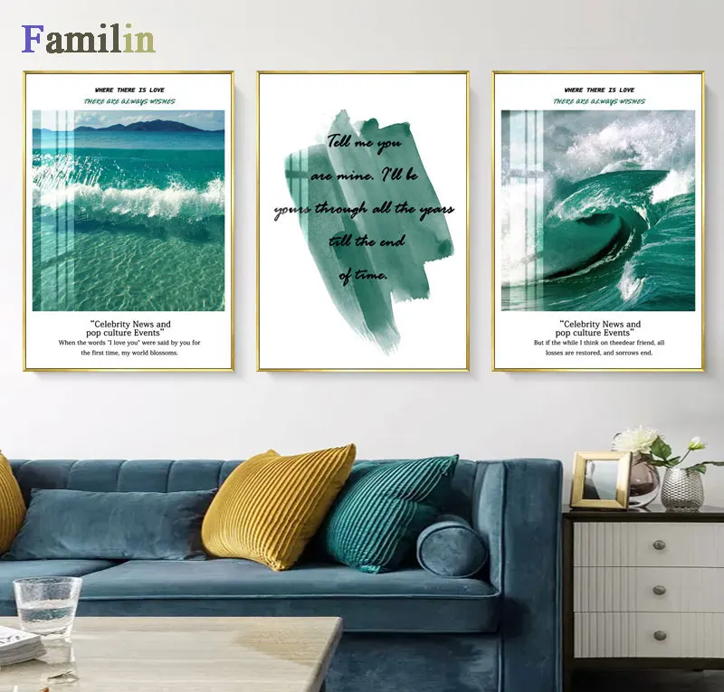 Nordic Seascape Poster Blue Wave Art Landscape Canvas Painting Modular Wall Pictures For Living Room Modern Home Decoration