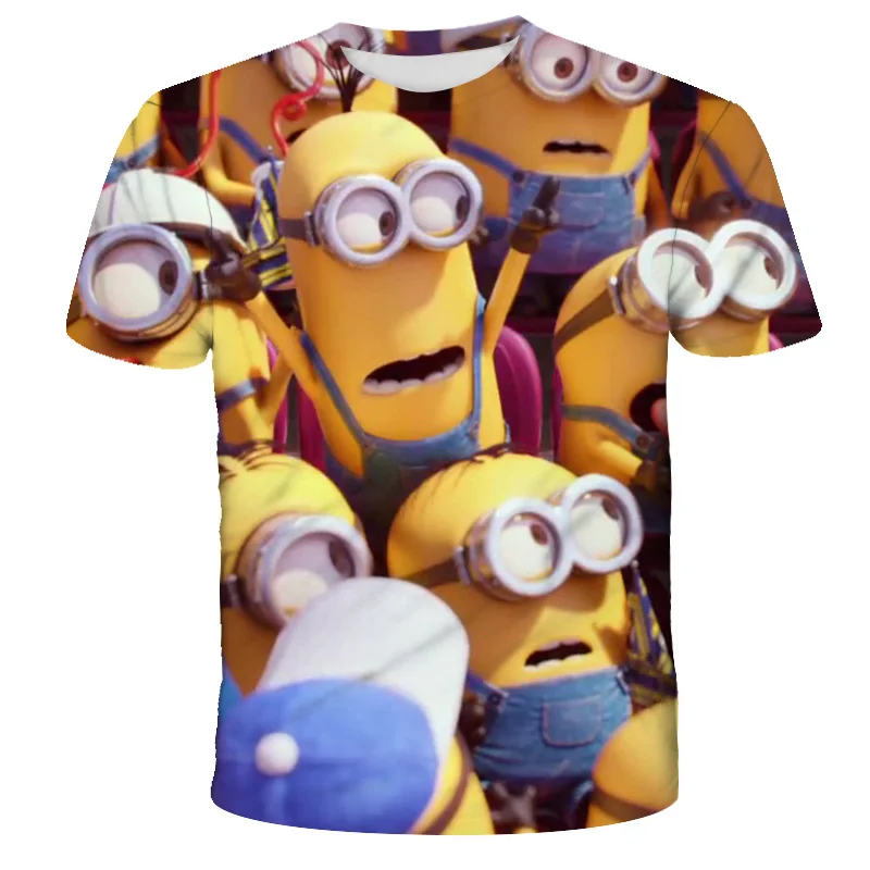 

New Cartoon Casual Tops Girls T-Shirt Cute Little Yellow Cartoon Boys Clothing Short Sleeve Miniones 3D Print Children Tshirts