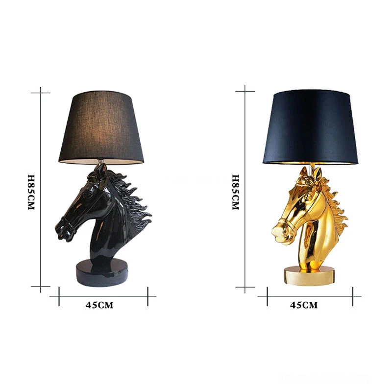 Скандинавские роскошные золотые головки лошади настольные лампы смола для