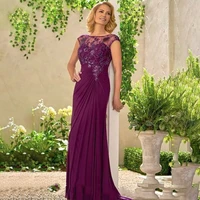 laxsesu purple chiffon mother of the bride dress lace top sleeveless floor length prom party gown mother dresses 2021