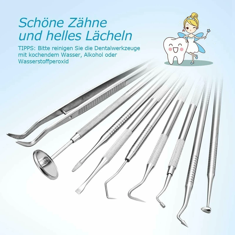 

10X Set Cleaning Care Oral Mirror Tartar Remover Probe