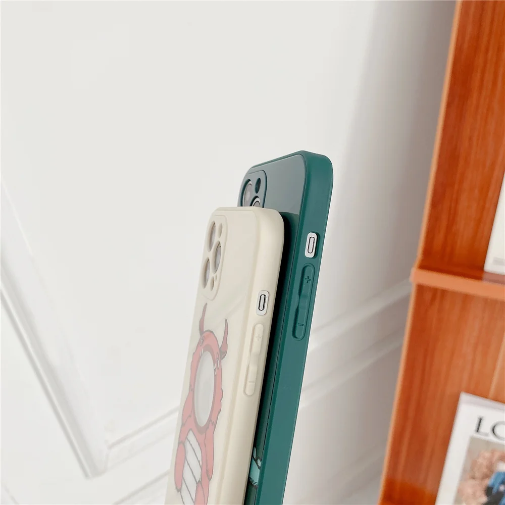 

Funny Cute Little Monster Clear Display Case For Iphone 12 Pro X Xr Luxury Glass Print Protect Lens Tpu Case For 7 8 Plus Cover