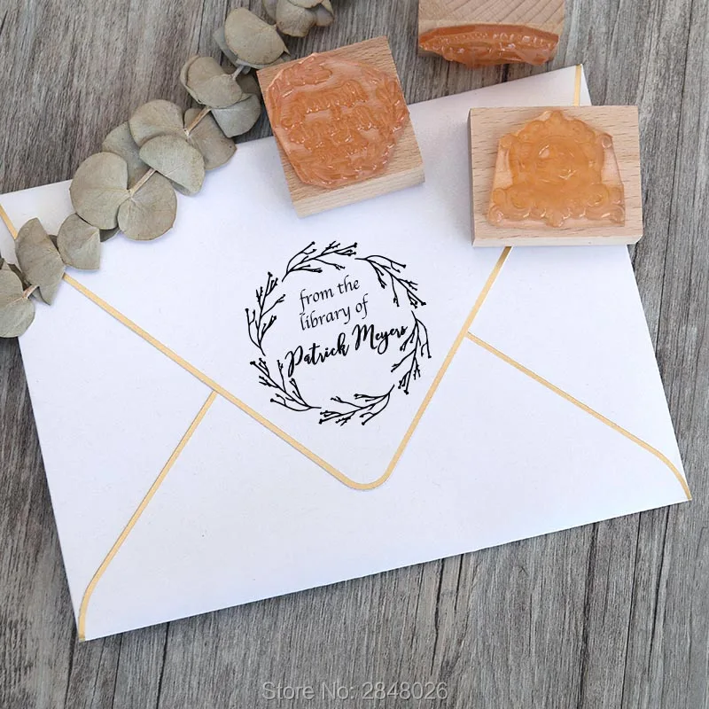 Изготовленный На Заказ деревянный резиновый штамп от библиотечная печать для