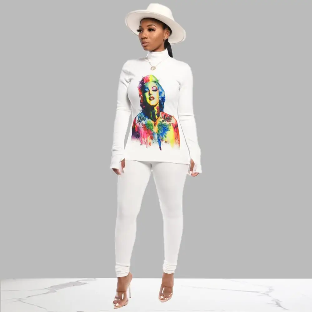 Новое поступление сексуальный женский комплект принт с персонажами черный белый