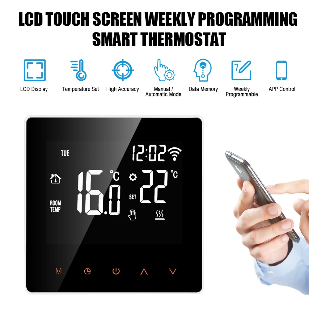 

WiFi Smart Thermostat LCD Touch Screen 3A Water Gas Boiler 16A Electric Heating Temperature Remote Controller Thermostats
