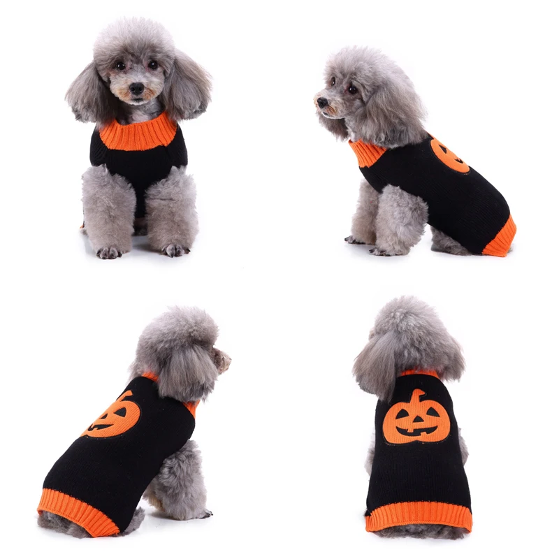 

Cold Protection Warm High-necked Dog Sweater Cute Cartoon Pattern Christmas Clothes Soft Knitting Crochet Cloth Pet Clothing
