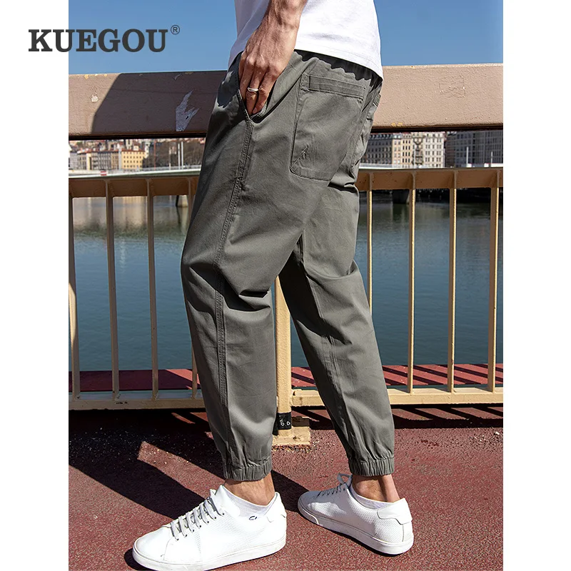 

KUEGOU Spring Trousers Harem Clothing Men‘s Casual Pants Fashion Hip Hop Cargo jogger pants Summer sweatpants Plus Size KK-3021
