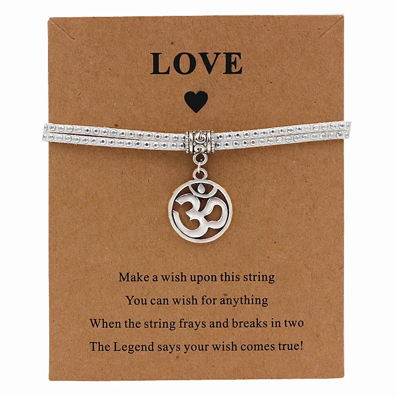 6 шт./лот OM браслет с шармами сделай желание для йоги регулируемые ювелирные