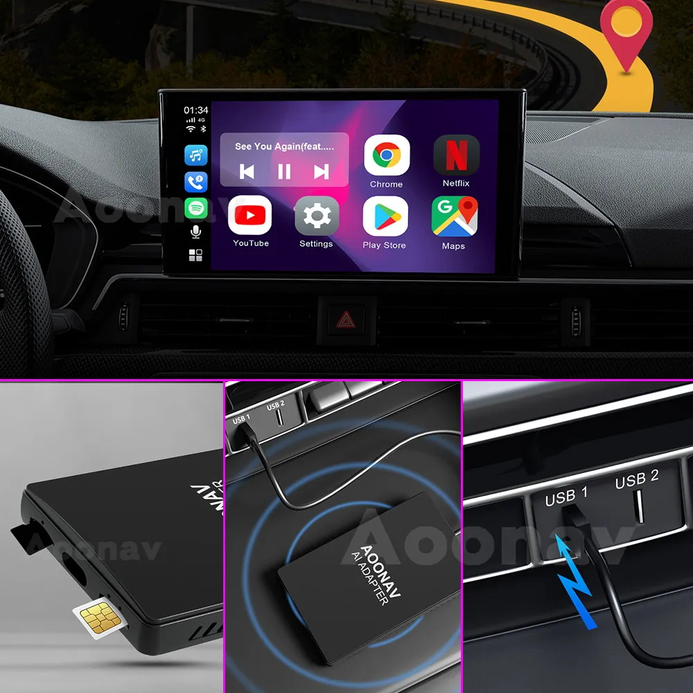 Carplay Ai Box Applepie Mini Android Apple Car play беспроводная автомобильная приставка для Volvo Ford Benz VW