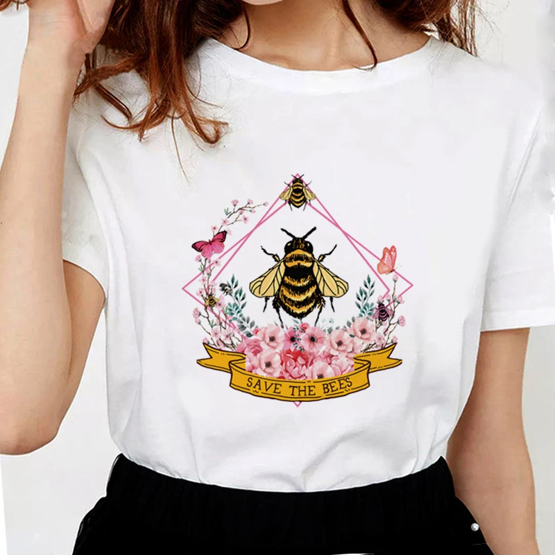 

Женская футболка с рисунком пчелы Save The Bees, летняя футболка из мягкого хлопка с рисунком пчелы, белые топы для женщин