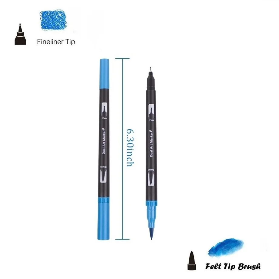 100 цветов тонкий лайнер двойной наконечник акварельный художественный маркер