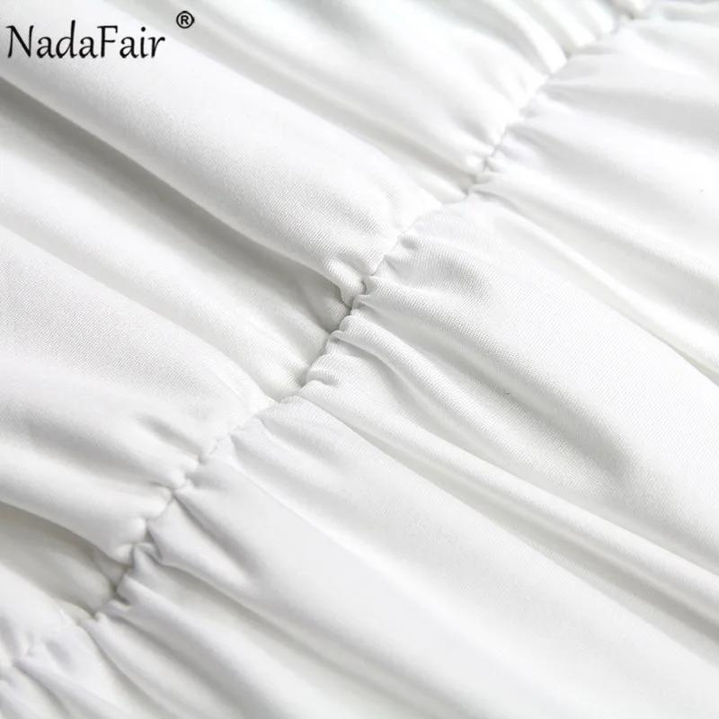 Женские мини-платья с рюшами Nadafair летние облегающие платья лямкой на шее