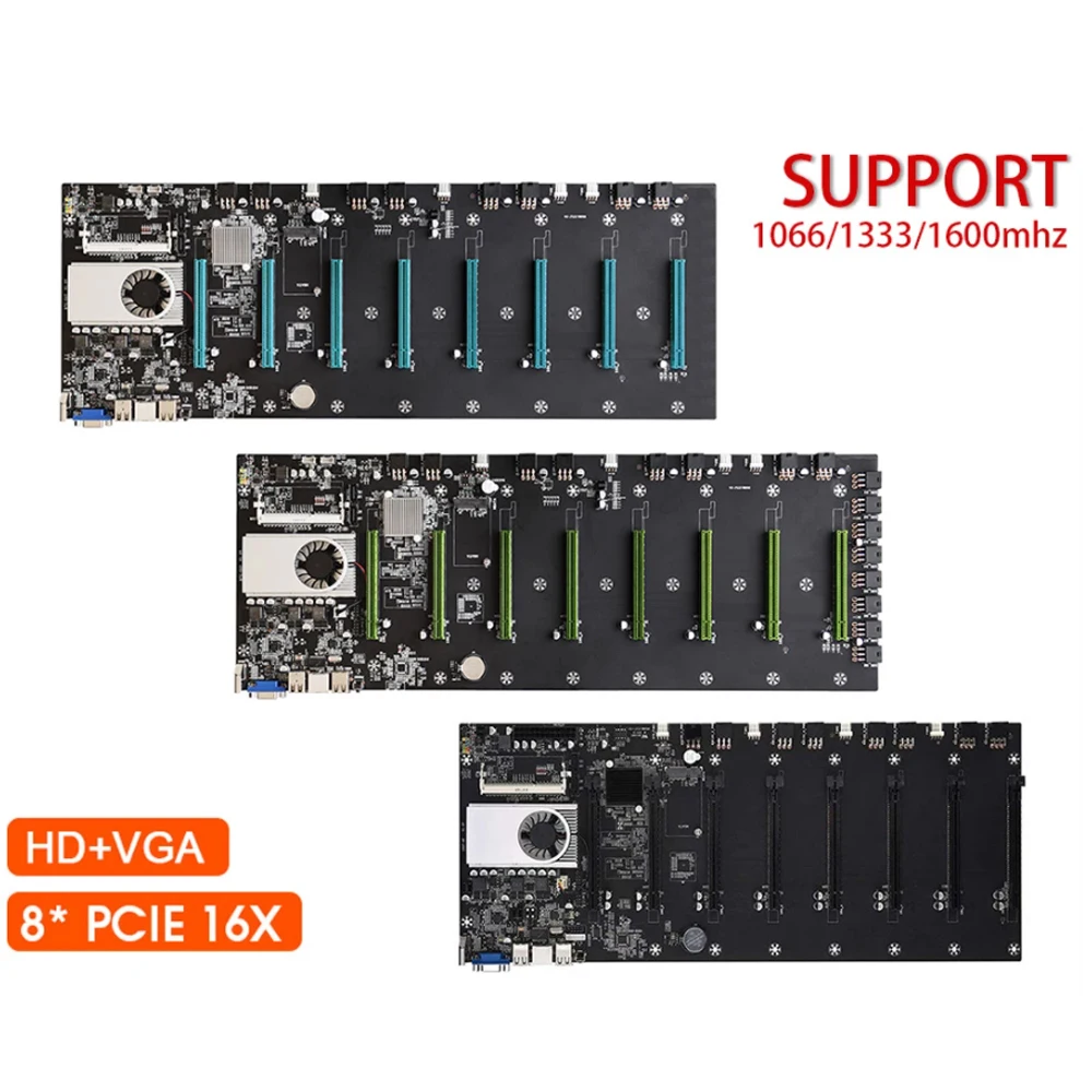 

BTC-T37/BTC-S37/BTC-D37 Miner motherboard Expandable port 8 * PCIE 16X /4 * USB2.0 /DDR3 Sodimm Slot/ Support 1066/1333/1600mhz