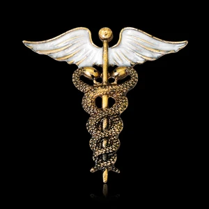 Tristana Crystal Caduceus Pins Badge Brooches Lapel Pin Medicine Symbol Jewelry Gifts For Nurse Doctor Medical Students