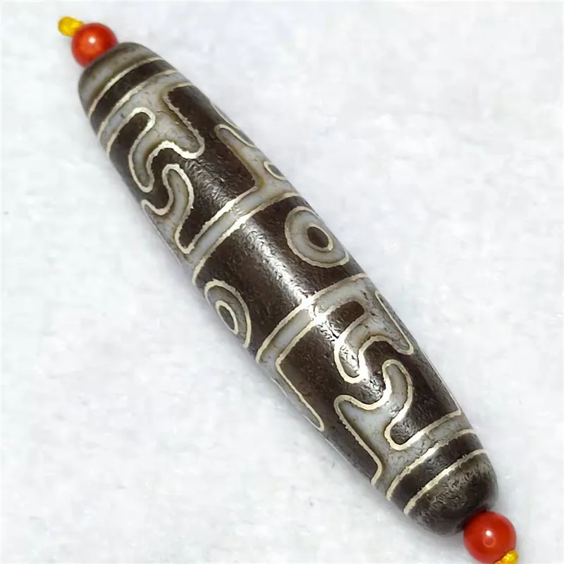 

Old Bead Inlay Silver Sillk Lotus Master Patterns 13mm*57mm Tibetan Dzi Beads Powerful Totems Great Gifts
