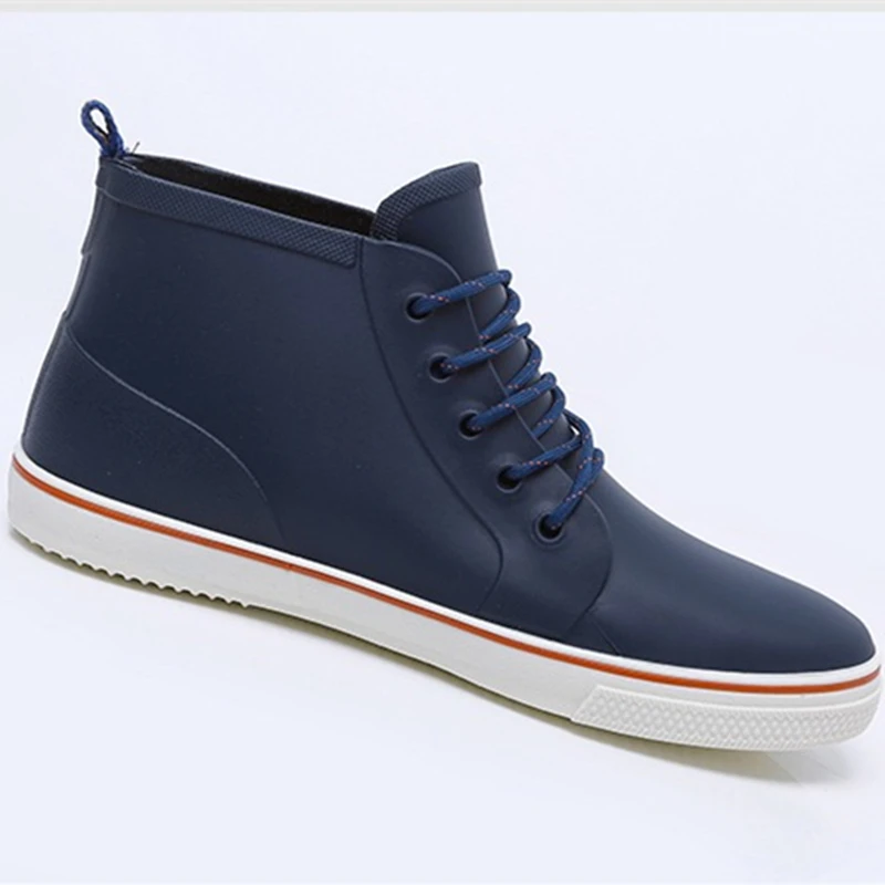 Резиновые резиновые ботинки для мужчин без шнуровки мягкие однотонные галоши