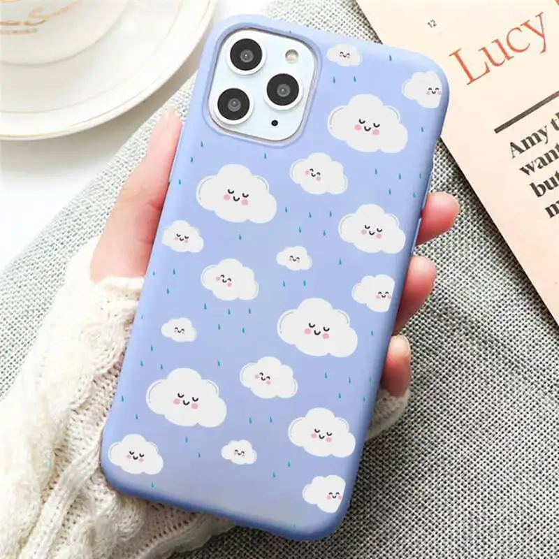 

Clouds pattern Phone Case Candy Color for iPhone 6 7 8 11 12 s mini pro X XS XR MAX Plus
