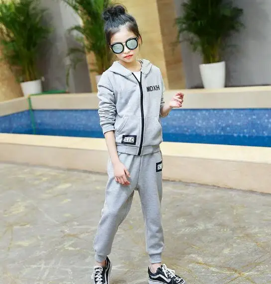 Модные спортивные костюмы для девочек подростков комплект одежды с капюшоном