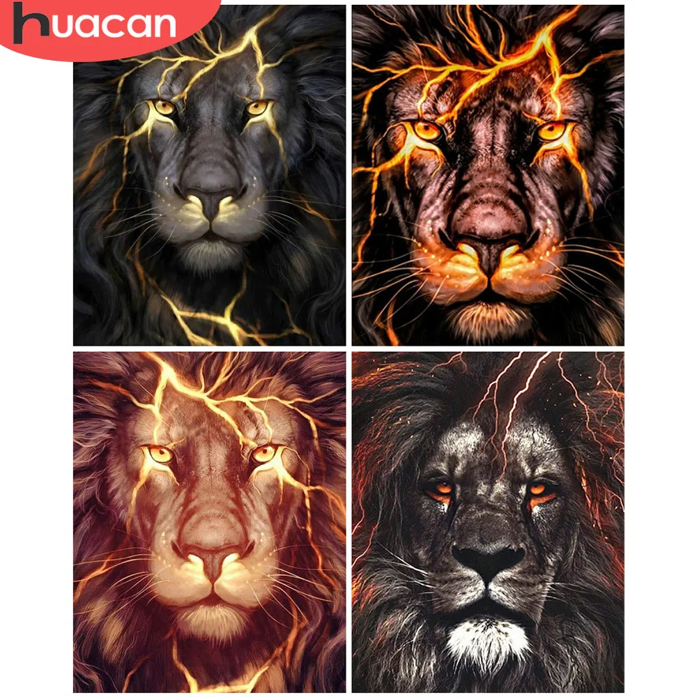 

HUACAN Coloring By Numbers Lion Kits For Adults Handpainted DIY Pictures Oil Painting By Number Animal Home Decoration
