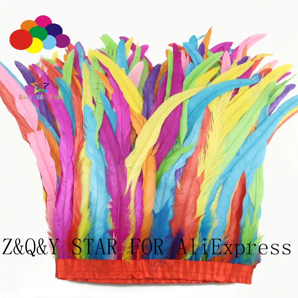 

Natural cock tail feather 20-25CM dyed mixed color DIY jewelry craft show clothing accessories feather